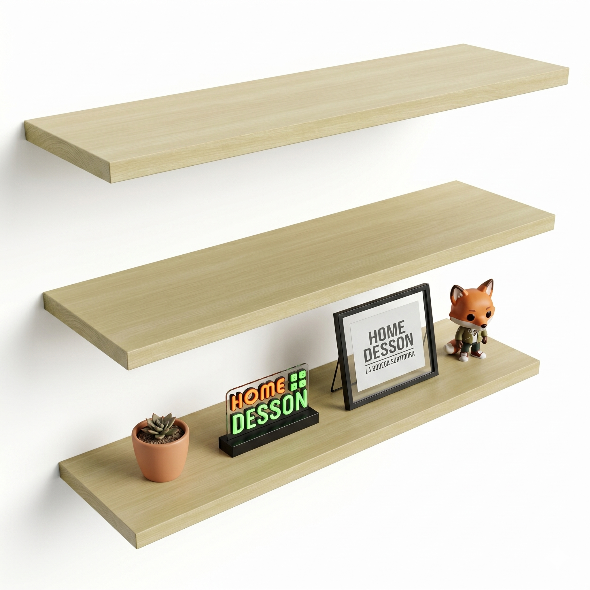 Kit de 3 Repisas Flotantes de 50cm x 15cm Decoración Moderna
