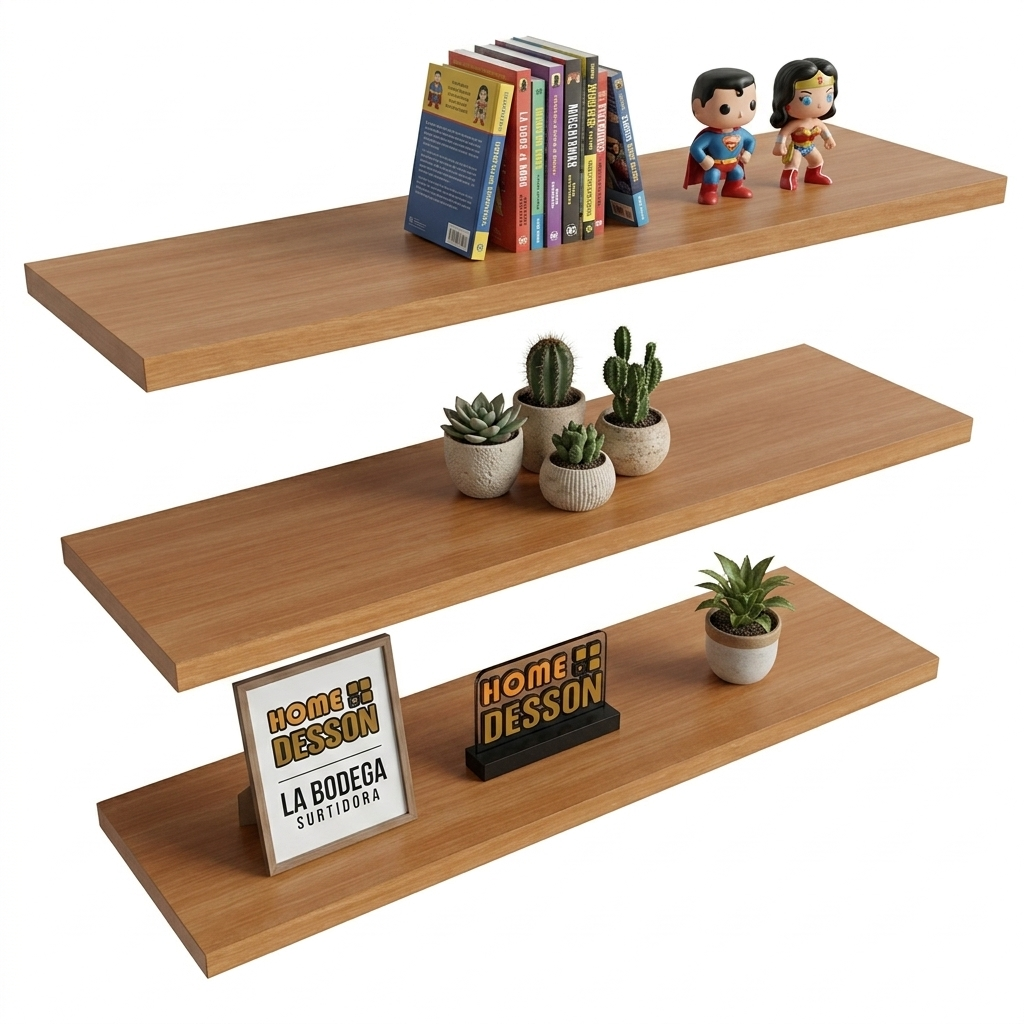 Kit de 3 Repisas Flotantes de 50cm x 15cm Decoración Moderna